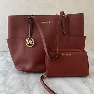 Michael Kors Hand Bag with Double Zipper Wallet